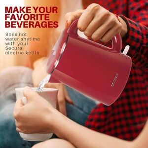Secura Stainless Steel Double Wall Electric Kettle Red